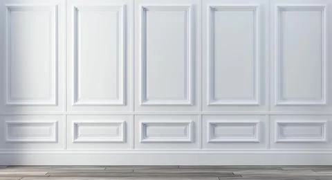 Classic luxury white empty interior with wall molding panels Stock Illustration