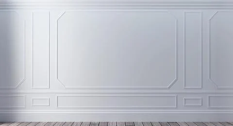 Classic luxury white empty interior with wall molding panels Stock Illustration
