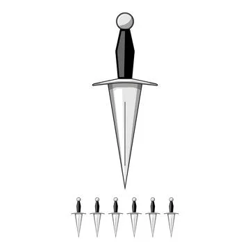 Classic medieval dagger weapon graphic on white background 库存插图