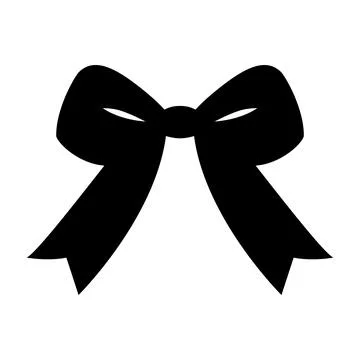 Classic medium black bow silhouette vector icon for holiday present decoratio Stock Illustration
