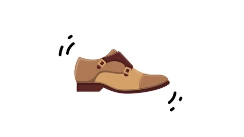 Classic Men Double Monk Strap Leather Dress Shoe Animated Icon on White Stockbeeldmateriaal 345931163