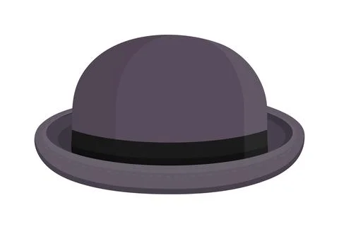 Classic men felt hat with round edges, British gentleman headdress, bowler .. Illustrazione stock