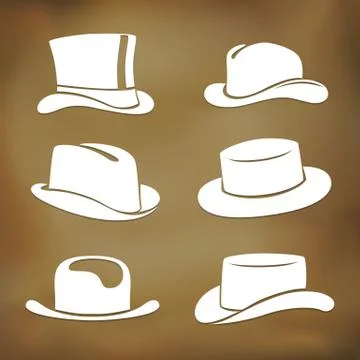 Classic men hat silhouettes Stock Illustration