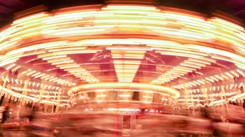 Classic Merry Go Round at Night Stock-Footage 34992412