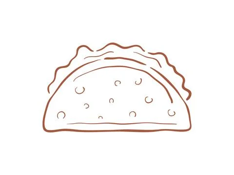 A Classic Mexican Taco With A Hard Shell And Fillings Vector Illustration 库存插图