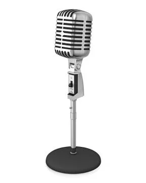 Classic microphone on black stand Stock Illustration