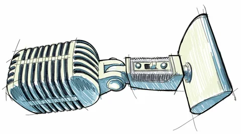 Classic Microphone - timelapse sketch Stock Footage 1045415