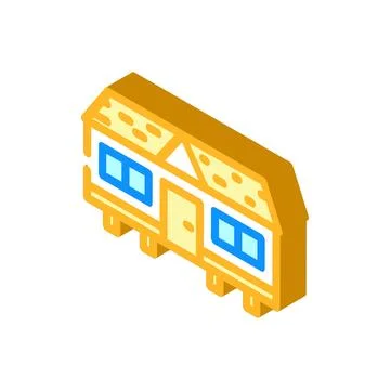 Classic mobile home isometric icon vector illustration Stock Illustration