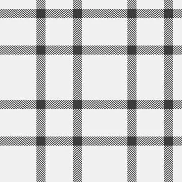 Classic monochrome plaid pattern featuring herringbone textures. Seamless and Stock Illustration