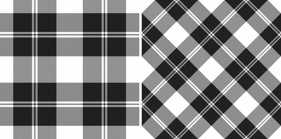 Classic monochrome plaid pattern set. Timeless design for backgrounds, textil Illustrazione stock