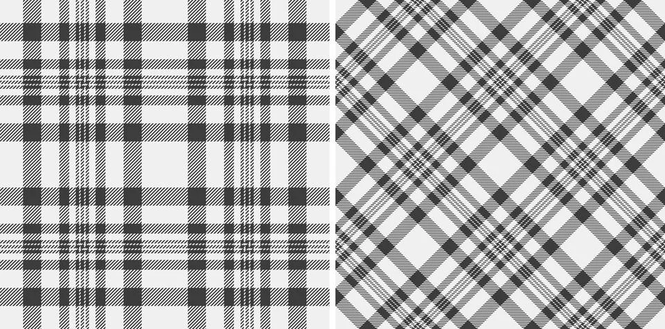 Classic monochrome plaid patterns. Versatile textile design for backgrounds,  Stock Illustration