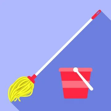 Classic mop icon, flat style Stock Illustration