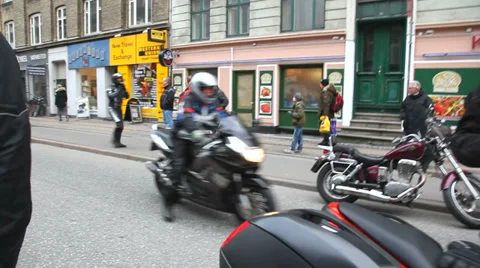 A classic Motorcycle arriving Stock Footage 36717458