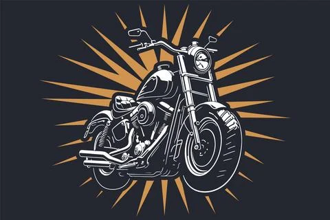 Classic motorcycle vector illustration. Motor bike for logo, biker club emb.. Stock Illustration