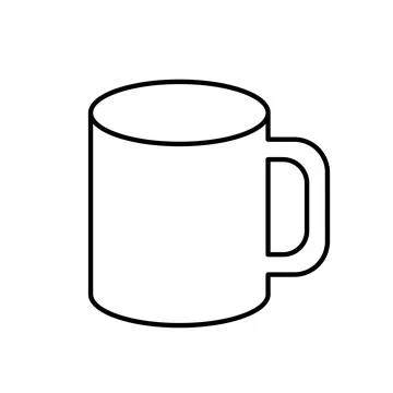 Classic mug outline vector black icon. EPS 10..... Isolated simple illustrati Stock Illustration