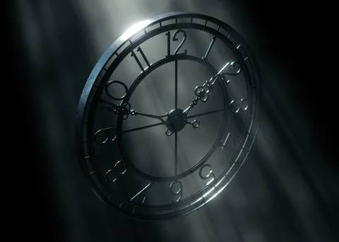 Classic Numbered Tower Clock Frame 3D Render Illustrazione stock