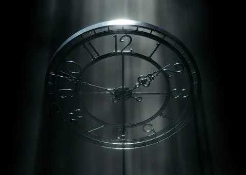 Classic Numbered Tower Clock Frame 3D Render Stock Illustration