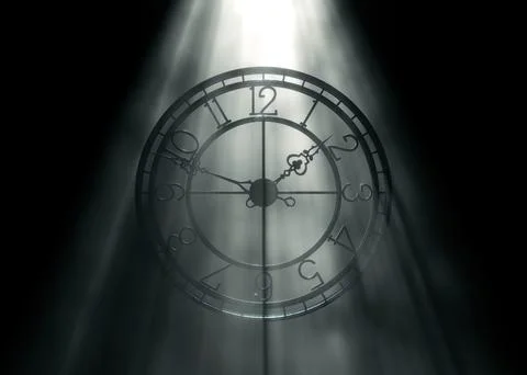 Classic Numbered Tower Clock Frame 3D Render Illustrazione stock