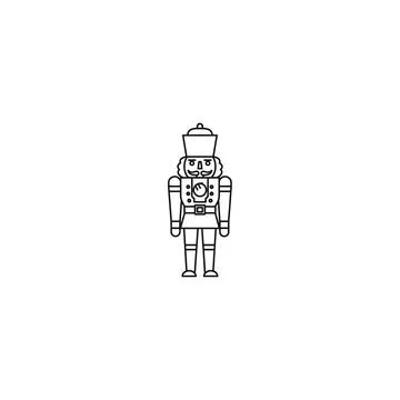 Classic nutcracker toy outline icon - christmas holiday decoration Stock Illustration