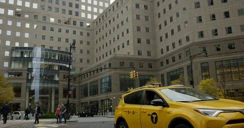 Classic NYC Road With A Iconic Classic Yellow Taxi Cab In Manhattan New York Stock Footage 112320519