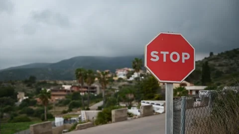A classic octagonal stop sign Stock Footage 326451672