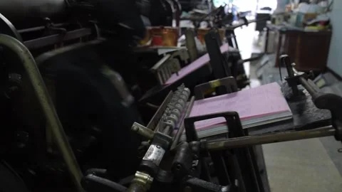 Classic old printer in the printing house No. 2 Stock Footage 163201876