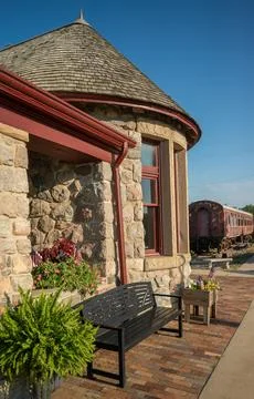 Classic old Train Station Structure Standish Michigan Stock Photos