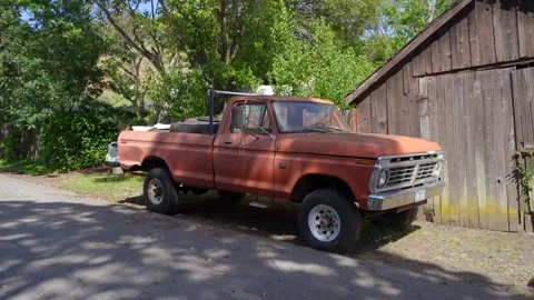 Classic Orange Ford Pick-Up Stock Footage 246461004
