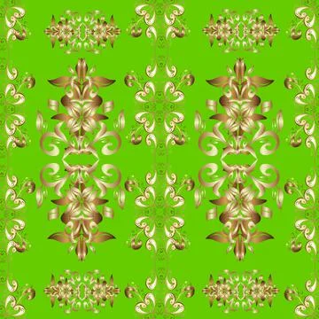 Classic oriental pattern over brown, green and beige colors. Traditional vector Illustrazione stock