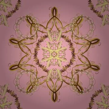 Classic oriental pattern over neutral and brown colors. Damask seamless ornament Stock Illustration