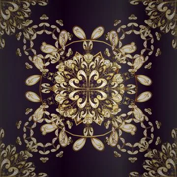 Classic oriental pattern over violet, purple and brown colors. Damask seamless o Stock Illustration
