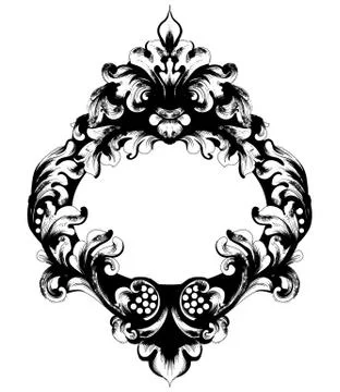 Classic ornamented frame Vector. Victorian border monogram floral ornament le Stock Illustration