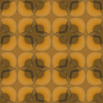 Classic outline black patterns on gold background, square and floral shapes,  Stock Illustration