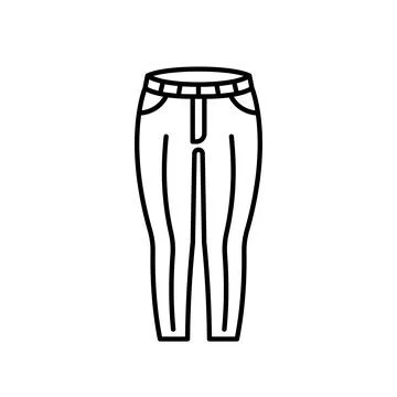 Classic pants vector icon outline black. EPS 10. Womens cloth illustration. Stock Illustration
