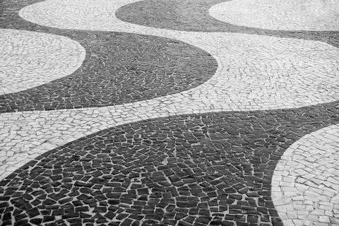 Classic pattern of Copacabana sidewalk.Rio de Janeiro, Brazil. Foto stock