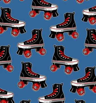 Classic pattern roller skates on a yellow background Stock Illustration