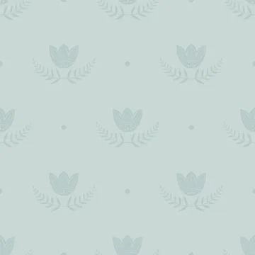 Classic pattern with tulips and green branches. English style pattern for Stock Illustration