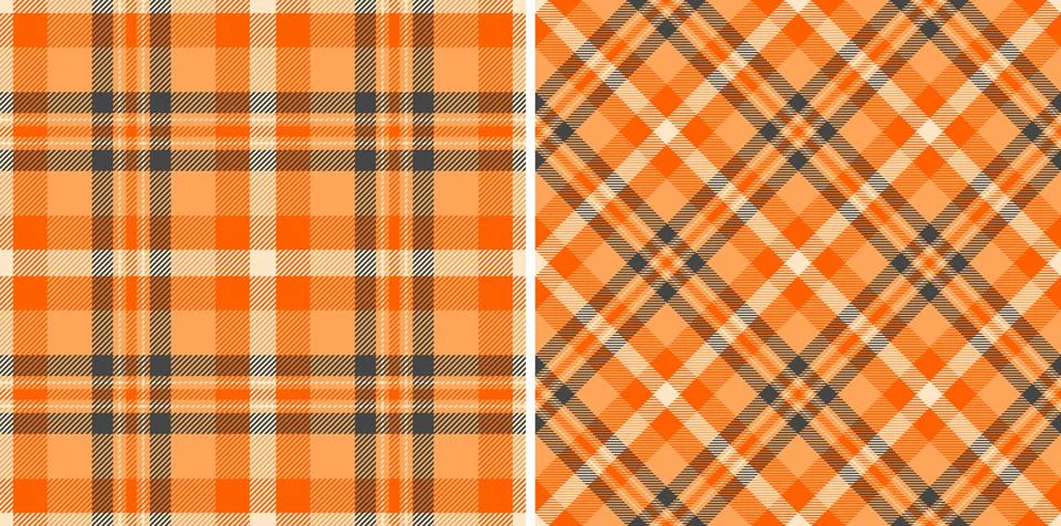 Classic patterns. Two textile designs with a checkered plaid print, one strai Stock Illustration
