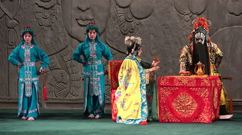 Classic Peking opera performance on stage in Beijing Stock Footage