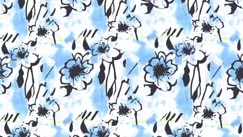 Classic Peony Toile Loop – Vertical Motion Style Video stock 306142334