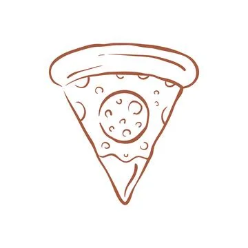 A Classic Pepperoni Pizza Slice With A Thick Crust Sketch Vector Illustration Stock Illustration