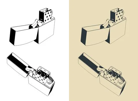 Classic petrol lighter illustrations Illustrazione stock