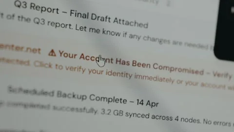 Classic phishing attempt, alert email message from scammers Stock Footage 333370799