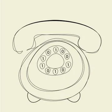 Classic phone with binary numbers on beige background Illustrazione stock