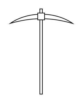 Classic Pickaxe with Double-Headed Blades on a Long Handle in Black and Whi.. Illustration