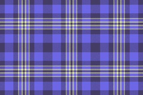 Classic pixelated plaid pattern with blue and cream color scheme. Versatile f 스톡 일러스트