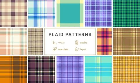 Classic plaid bundle for multipurpose craft projects. Versatile tartan patter Stock Illustration