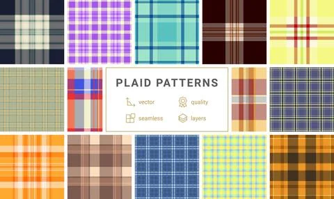 Classic plaid bundle for multipurpose female clothing use. Versatile tartan p 스톡 일러스트