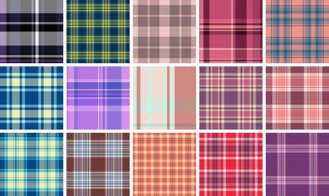 Classic plaid bundle for multipurpose spring projects. Versatile tartan patte 스톡 일러스트