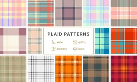 Classic plaid bundle for multipurpose summer projects. Versatile tartan pat.. Illustrazione stock
